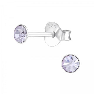Silberne Ohrstecker, violetter Swarovski-Kristall (6–8 mm)