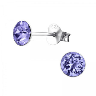 Silberner Ohrstecker, Tansanit-Swarovski-Kristall (5–8 mm)