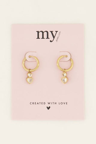 My Jewelery Earrings with double rhinestone heart