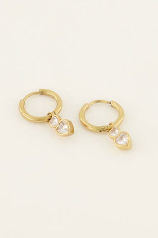 My Jewelery Earrings with double rhinestone heart