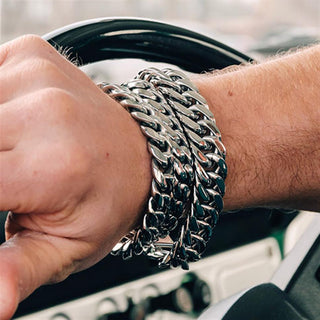iXXXi Jewelry men's bracelet England silver (LENGTH: 20-21.5CM)