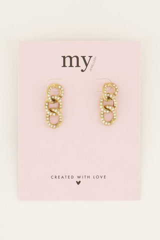 My Jewelery Earrings with flat links & rhinestones