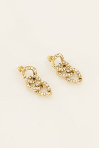 Koop gold My Jewelery Earrings with flat links & rhinestones