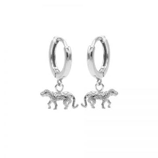Kopen zilver Karma hinged hoops symbool leopard