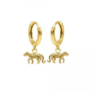 Kopen goud Karma hinged hoops symbool leopard