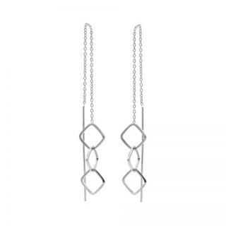 Kopen zilver Karma Pull Through Oorbel Triple Square