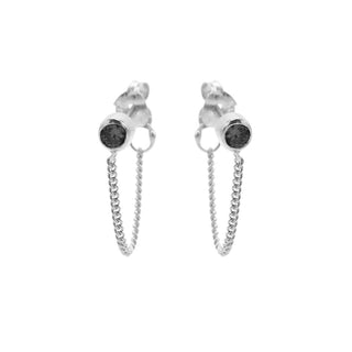 Karma oorbel Chain Black Zirkonia