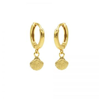 Kopen goud Karma hinged hoops symbool shell