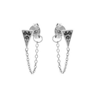 Karma Chain earring Black Zirconia Triangle