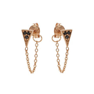 Koop rose Karma Chain earring Black Zirconia Triangle