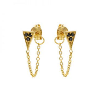 Karma Chain earring Black Zirconia Triangle
