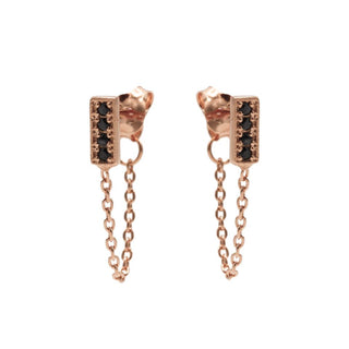 Karma Chain earring Black Zirconia Rectangle