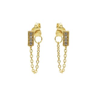 Koop gold Karma Chain earring Rectangle