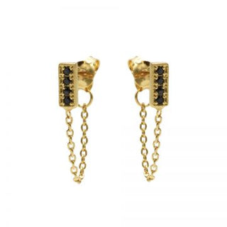 Karma Chain earring Black Zirconia Rectangle