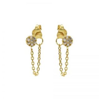 Karma Chain earring Black Zirconia disc gold