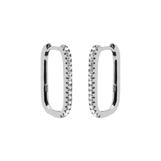 Karma Ohrringe quadratischer Ring 1 Reihe Strass