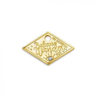Mi Moneda-MMM WANDER TAG DIAMOND 20MM 925 SILVER GOLD PLATED WITH SWAROVSKI CRYSTAL