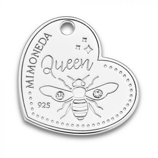 Mi Moneda-MMM QUEEN BEE TAG HEART 20MM 925 SILVER WITH SWAROVSKI CRYSTALS