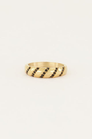 My Jewelery MOOD ring with slanted black stones