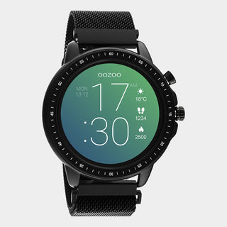 OOZOO Smartwatches - unisex - metal mesh strap black with black case Q00309