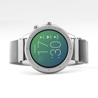 OOZOO Smartwatches - unisex - metal mesh strap silver with silver case Q00305