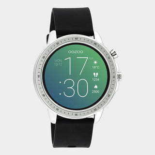 OOZOO Smartwatches - unisex - rubber strap black with silver case Q00300