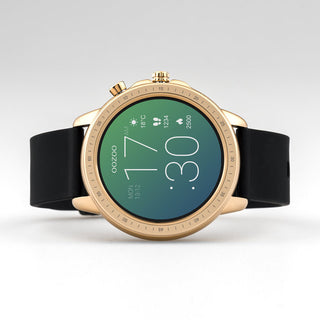 OOZOO Smartwatches - unisex - rubber strap black with rose gold case Q00303