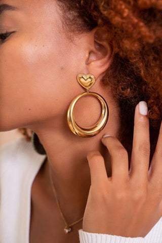 My Jewelery Round statement earrings with heart