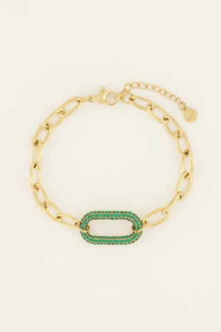 My Jewellery Schakelarmband met groene strass bedel