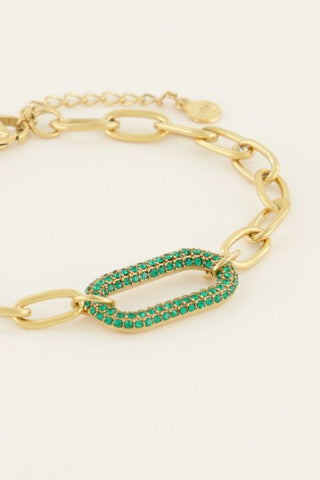 My Jewellery Schakelarmband met groene strass bedel