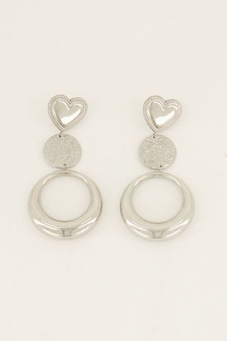My Jewelery Double round statement earrings with heart
