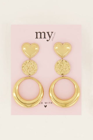 My Jewelery Double round statement earrings with heart