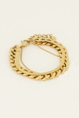 My Jewellery Driedubbele armband met grove & subtiele schakels