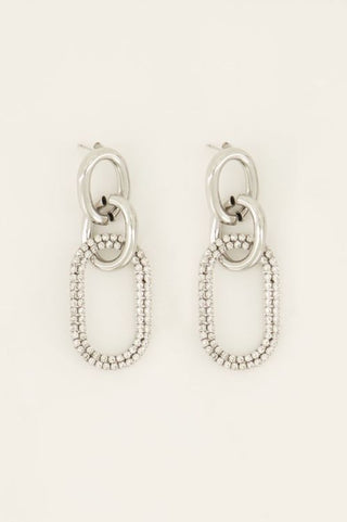 Koop silver My Jewelery Earrings with links & rhinestones