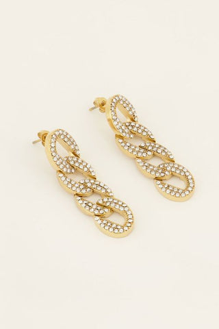 My Jewelery Statement earrings with flat links & rhinestones