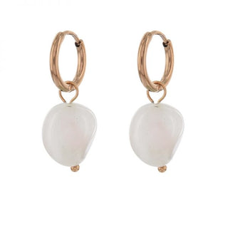 Kalli stainless steel earrings 1953 rose quartz stone (15mm)