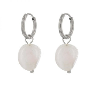Kalli stainless steel earrings 1953 rose quartz stone (15mm)