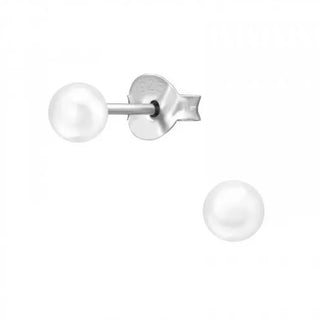Silver pearl stud earrings, White (3-12MM)