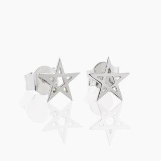 Silberne Ohrstecker, Pentagramm (3MM)