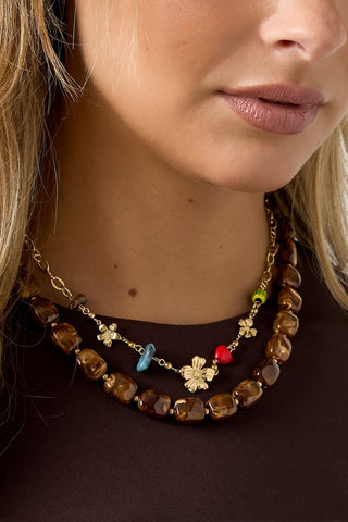 Bijoutheek Collier Kralen Rechthoekig