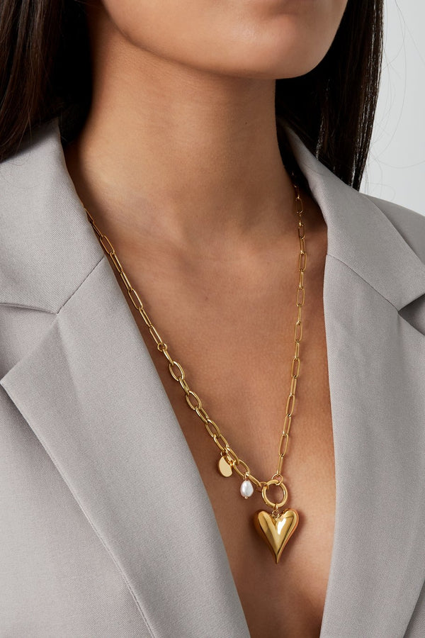 Bijoutheek Collier Grove Schakel Hart Parel