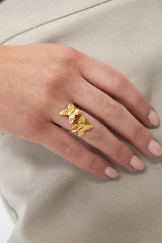 Bijoutheek Ring (Sieraad) 2 Vlinders One Size