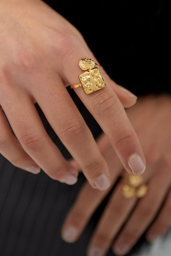 Bijoutheek Ring (Sieraad) Abstract Gehamerd One Size