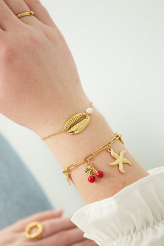 Kopen goud Bijoutheek Armband (Sieraad) Schelp En Parel