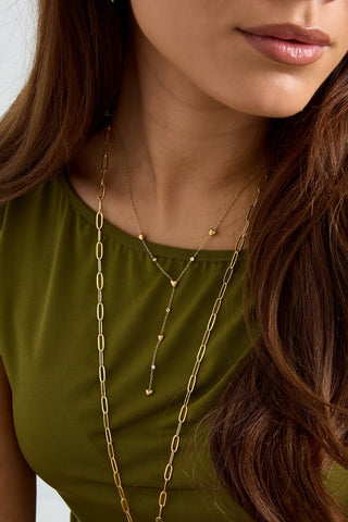 Bijoutheek Collier Y-Vorm Hartjes Steentjes