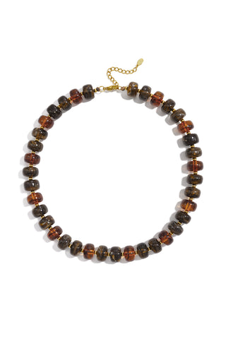 Kopen bruin Bijoutheek Collier Rondellen Kralen Gemeleerd