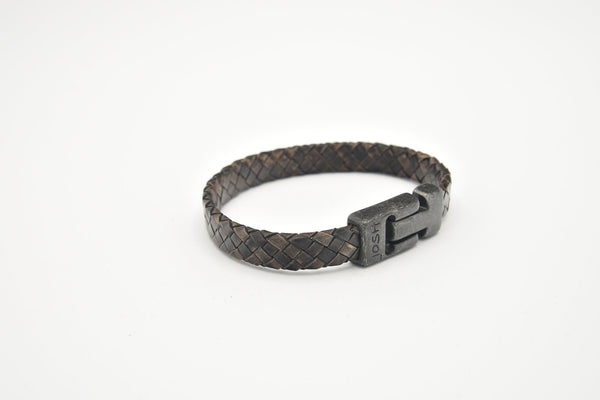 JOSH Silver colored/black bracelet 24964-BRA-BLACK (LENGTH: 21.5-23.5CM)