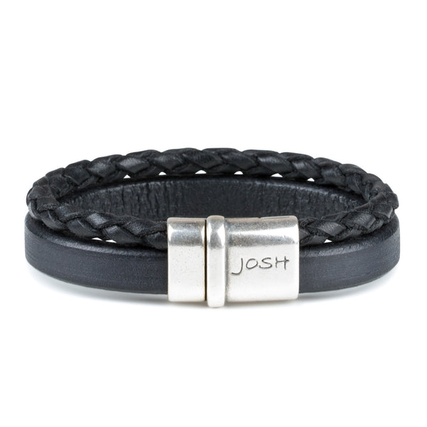 JOSH Silver colored/cognac bracelet 09110-BRA-COGNAC (LENGTH: 21-23 CM)