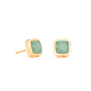 Kopen goud Coeur de Lion Earrings Spikes Square Aventurine green