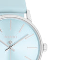 OOZOO Timepieces - Zilverkleurige horloge met licht blauwe leren band - C11369 (36mm)